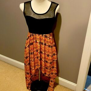 Jr black/multi A-Symmetric dress